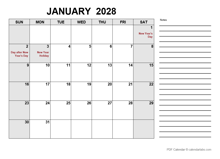 2028 Calendar with New Zealand Holidays PDF
