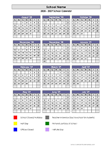 2028 Customizable Yearly Calendar Aug-Jul