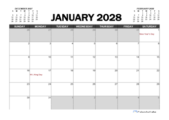 Monthly 2028 Excel Calendar Planner