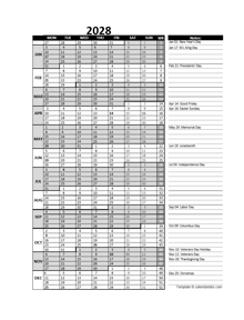Free 2028 Excel Calendar For Project Management