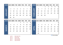 2028 Four Month Calendar with Netherlands Holidays