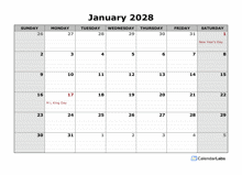 2028 Free Blank Calendar