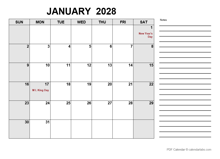 2028 Free Calendar PDF