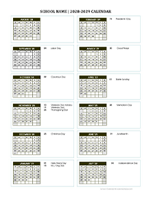 2028 Free School Yearly Calendar Aug