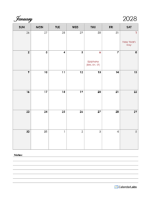 2028 Germany Calendar Template Large Boxes