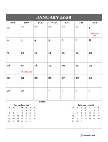 2028 Google Docs Monthly Planner