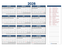 2028 Indonesia Annual Calendar with Holidays