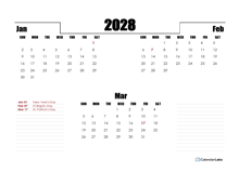 2028 Ireland Quarterly Planner Template