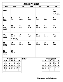 2028 Julian Day Calendar