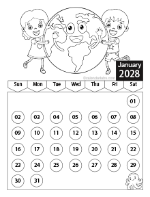 2028 Kids Coloring Book Calendar