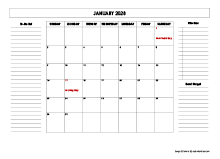 2028 Large Monthly Calendar With Holidays