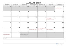 2028 Malaysia Monthly Calendar with Notes