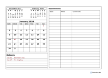 2028 Monthly Appointment Calendar Template