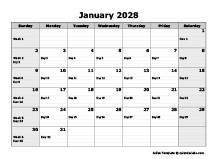 2028 Monthly Julian Calendar Landscape