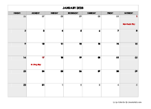 2028 Monthly Large Calendar Holidays