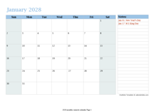 2028 Monthly OneNote Calendar