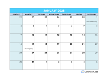 2028 Monthly PDF Calendar To Print