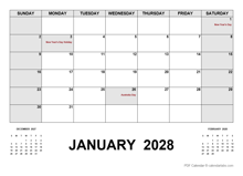 2028 Monthly Planner with Australia Holidays
