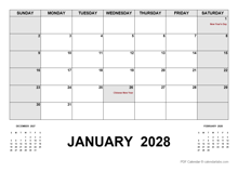 2028 Monthly Planner with Indonesia Holidays