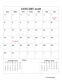 2028 Monthly Planner With US Holidays