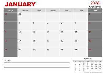 2028 Monthly Powerpoint Calendar