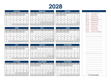 2028 Netherlands Annual Calendar with Holidays