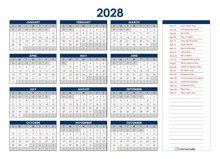 2028 Philippines Annual Calendar with Holidays