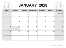 2028 Printable Calendar PDF