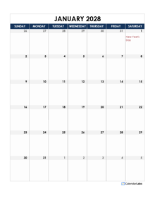 2028 Spain Calendar Spreadsheet Template