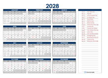 2028 Thailand Annual Calendar with Holidays