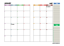 2028 Two Page Monthly Spreadsheet Calendar