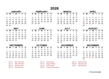 2028 Year at a Glance Calendar with Netherlands Holidays