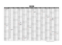 Editable 2028 Yearly Excel Scheduling Calendar