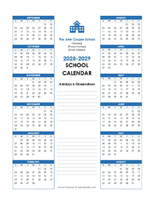 2028 Yearly Free Editable School Sep-Aug Calendar