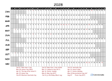 2028 Yearly Project Timeline Calendar Australia