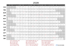 2028 Yearly Project Timeline Calendar Germany