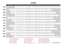 2028 Yearly Project Timeline Calendar Indonesia