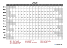 2028 Yearly Project Timeline Calendar Ireland