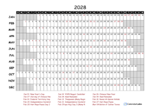 2028 Yearly Project Timeline Calendar Malaysia