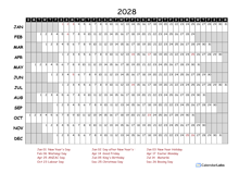 2028 Yearly Project Timeline Calendar New Zealand