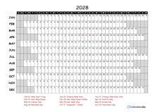 2028 Yearly Project Timeline Calendar Singapore