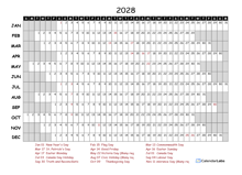2028 Yearly Project Timeline Calendar Spain