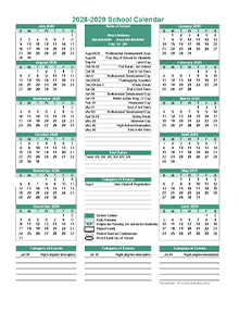 2028 Yearly School Calendar Template Editable Jul-Jun