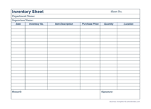 Business Inventory Template