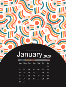 Cute Festive Season 2028 Pattern Calendar