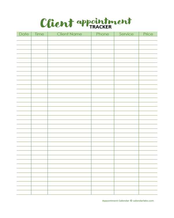 2029 Appointment Calendar Template