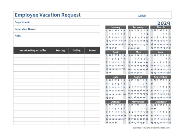 2029 Business Employee Vacation Request