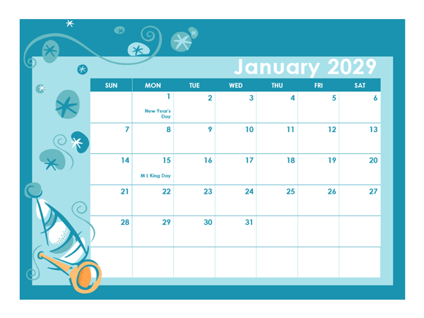 2029 Calendar Template In Colorful Design