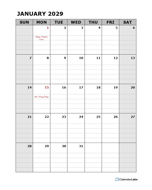 2029 Daily Planner Microsoft Word Template