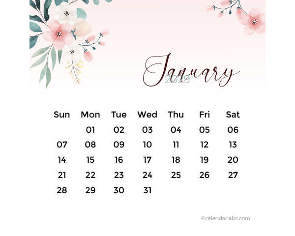 2029 Desk Calendar Cute Floral